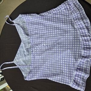 River Island Lavender Gingham Cami Top Ruffle Hem Size 14